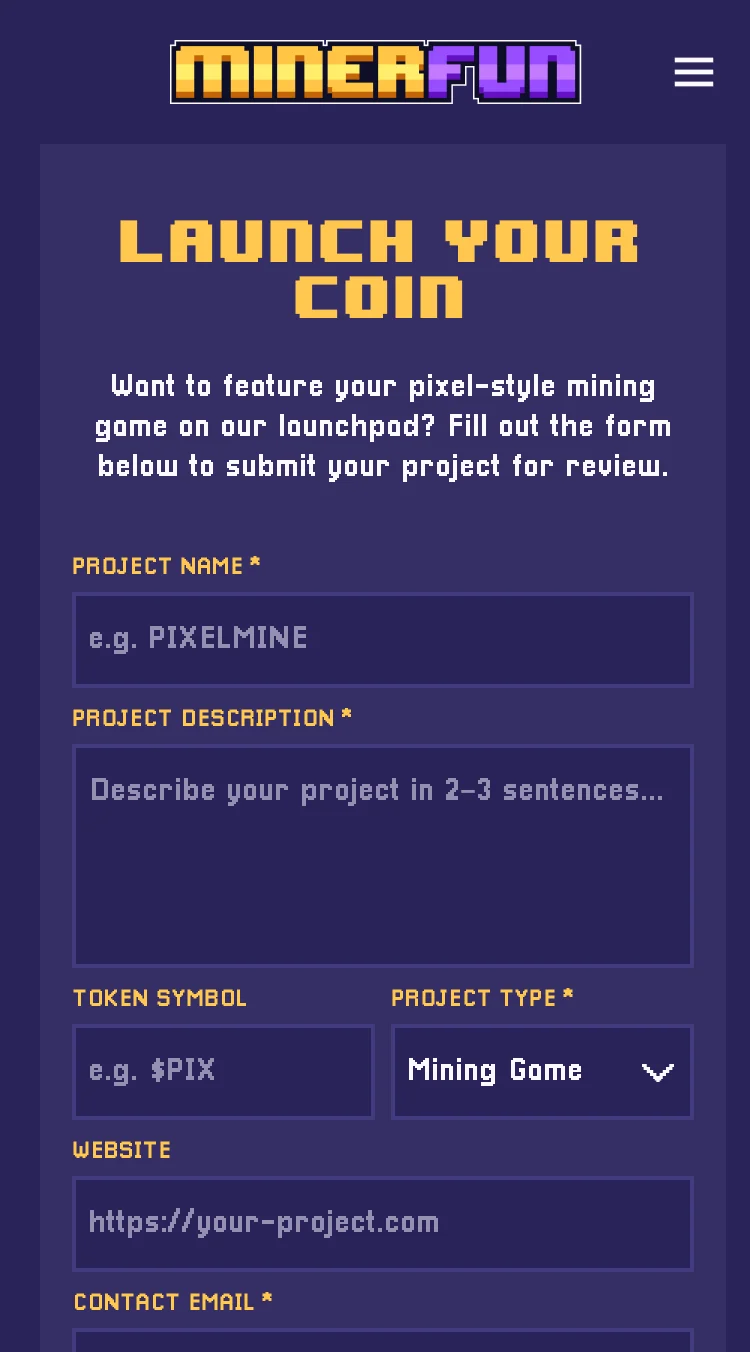 Launch coin screen