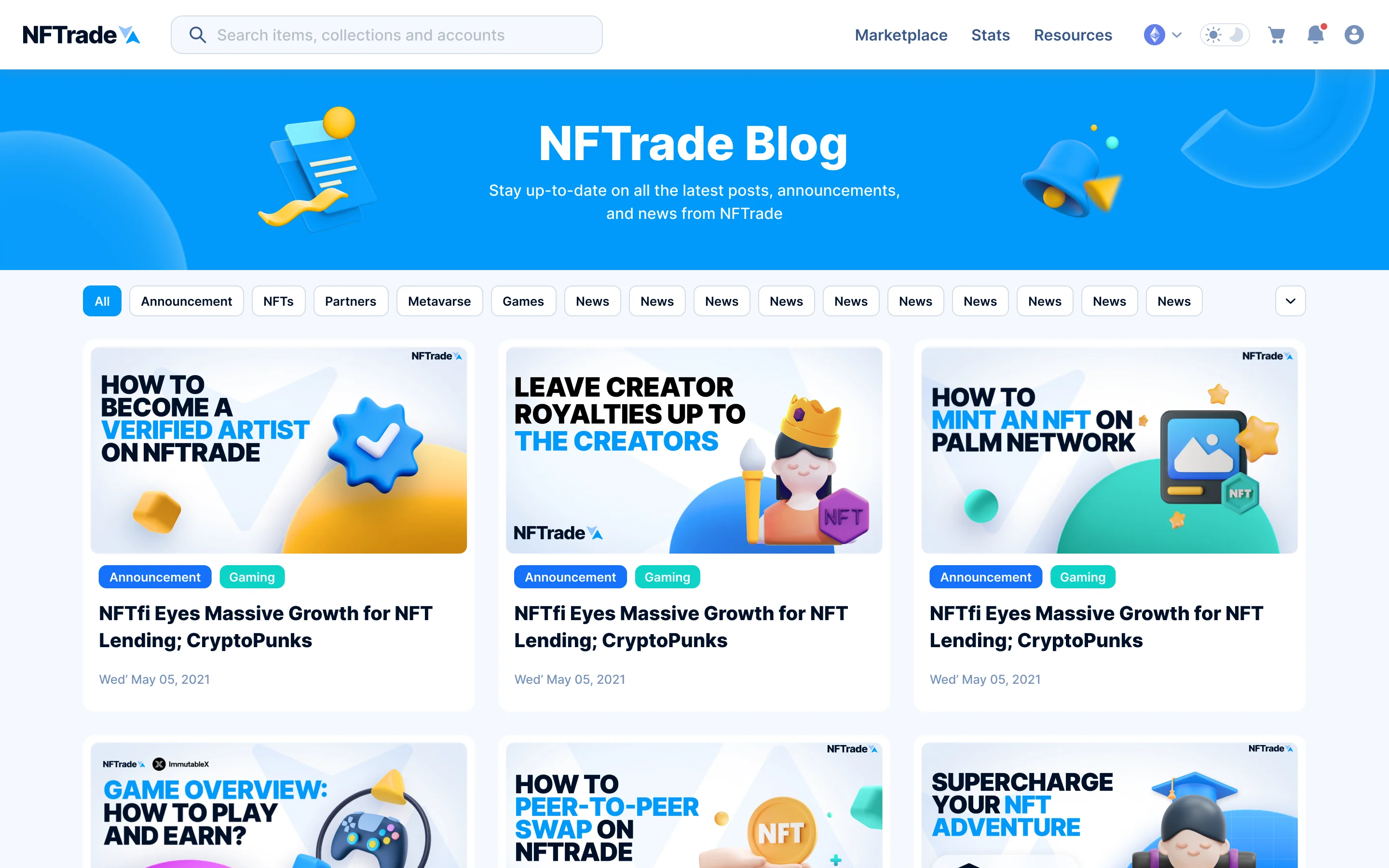 NFTrade Blog page