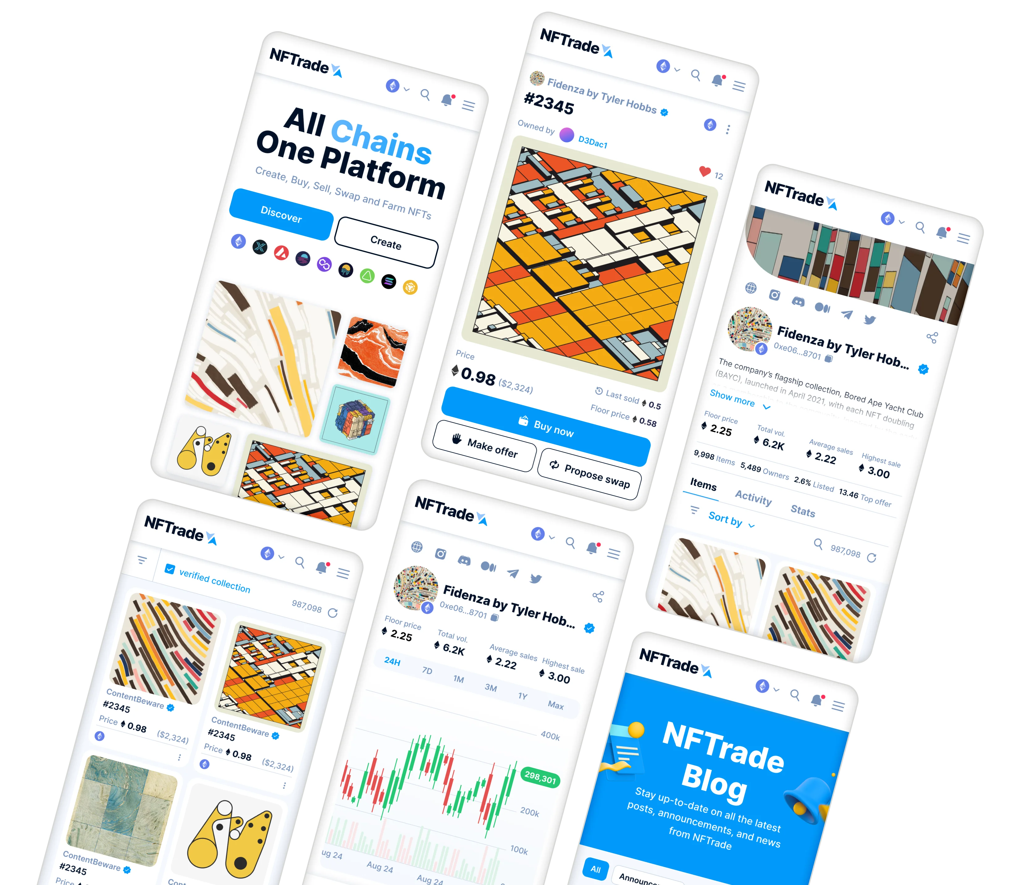 NFTrade mobile app screens