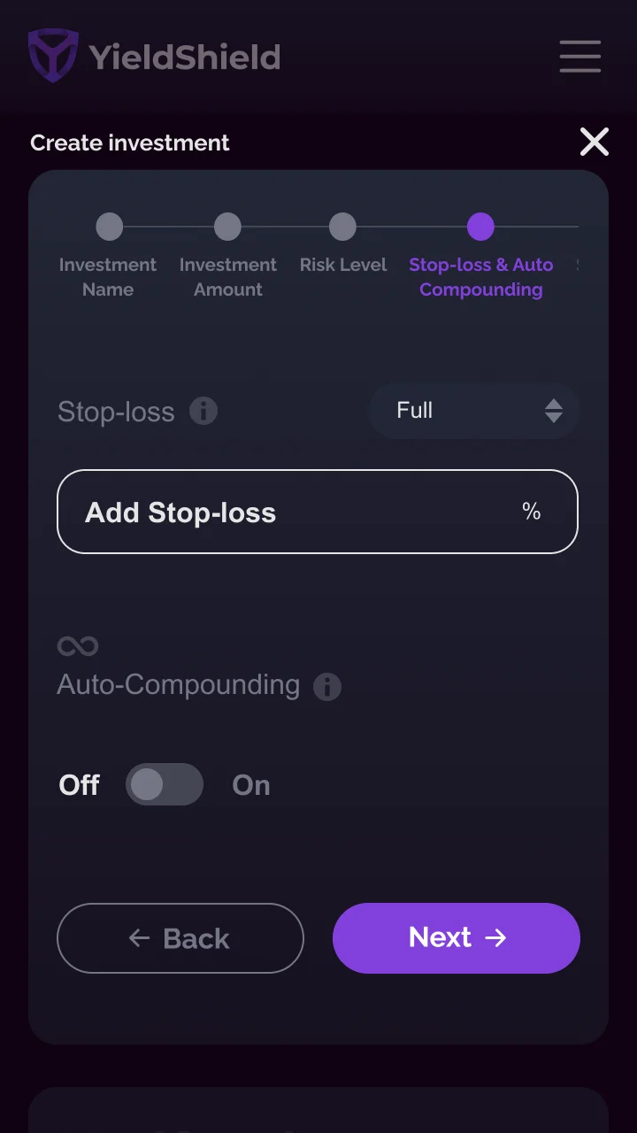 Step 4 - Stop-loss & auto-compound