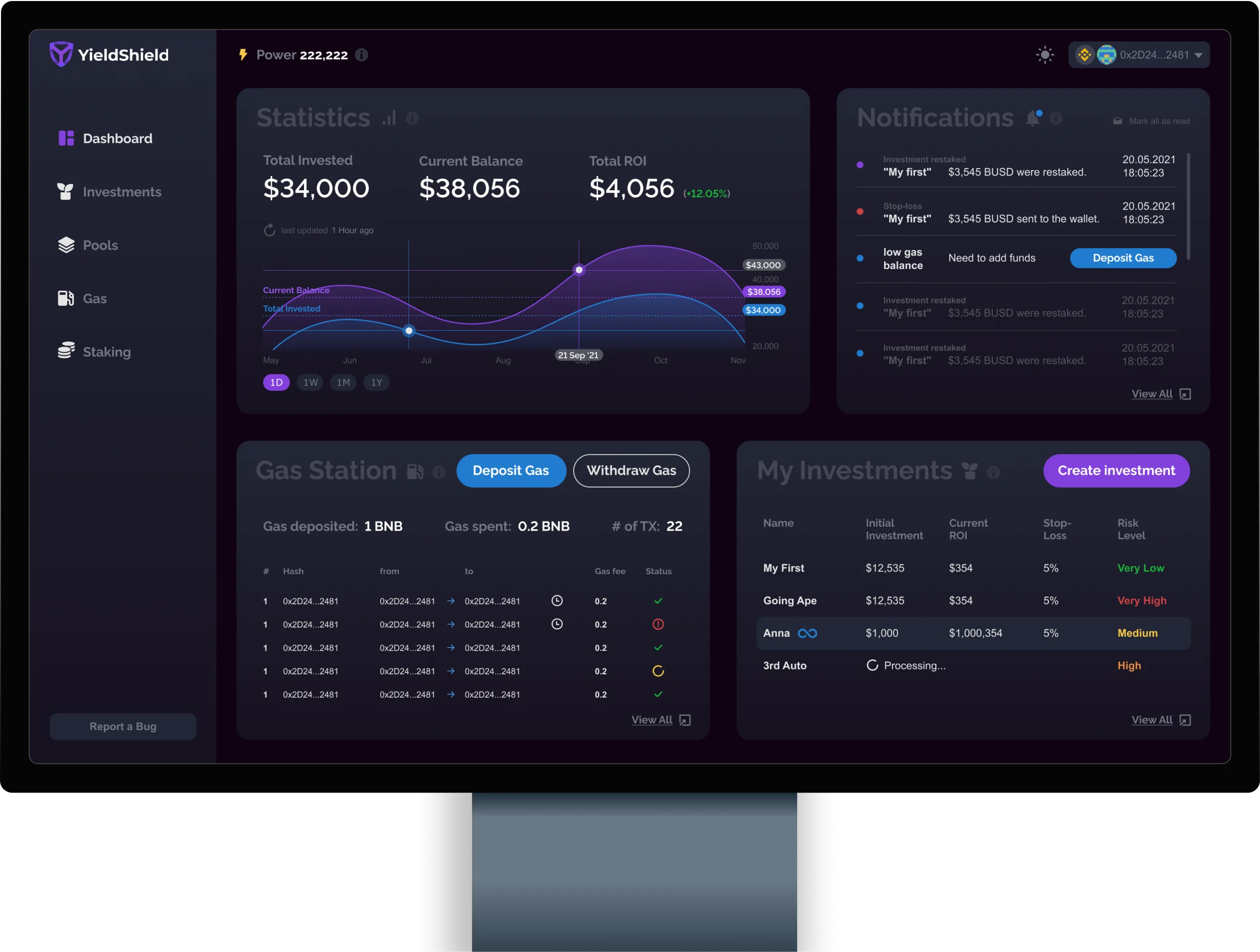 YieldShield desktop · product overview