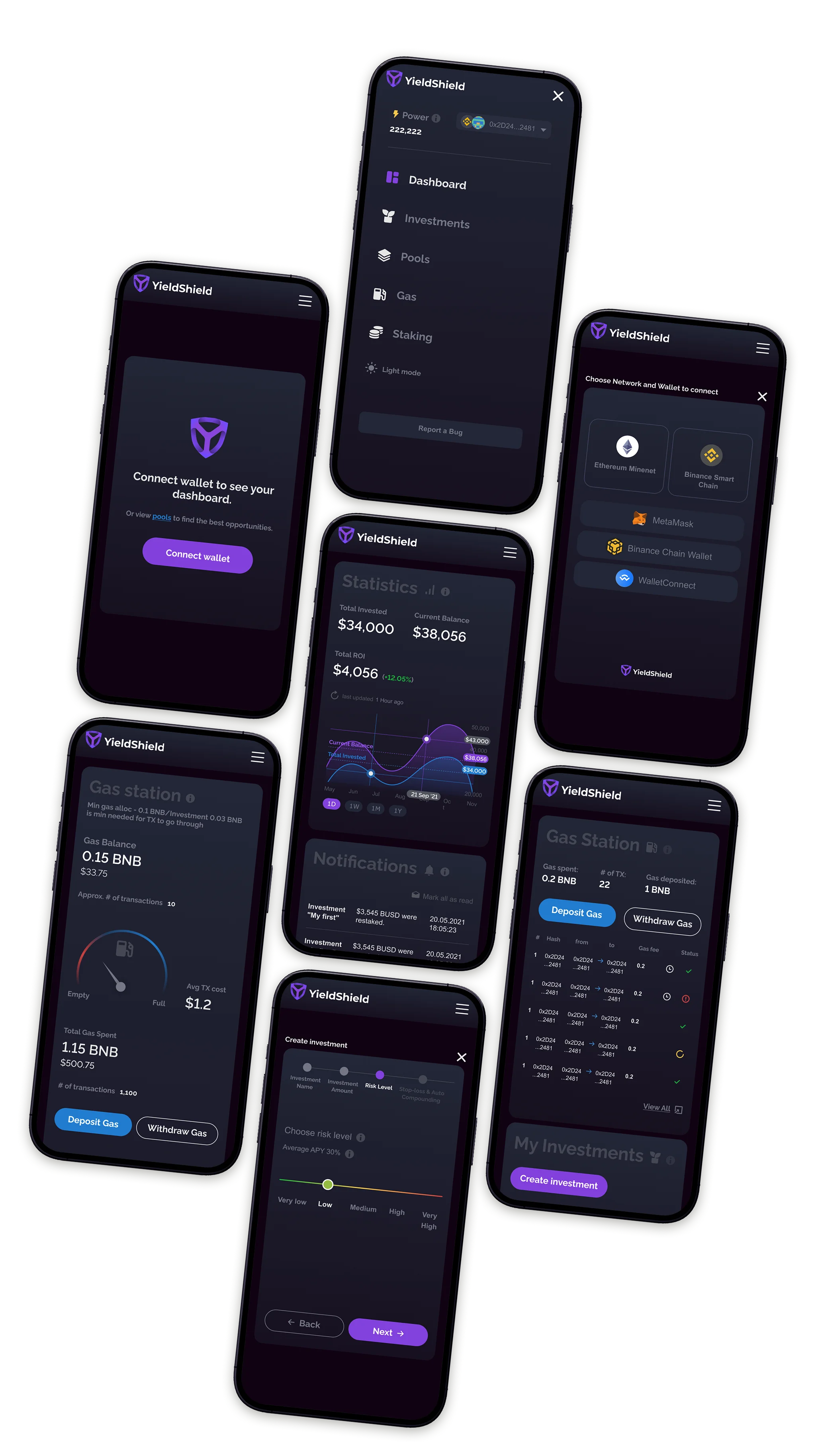 YieldShield mobile app mockup