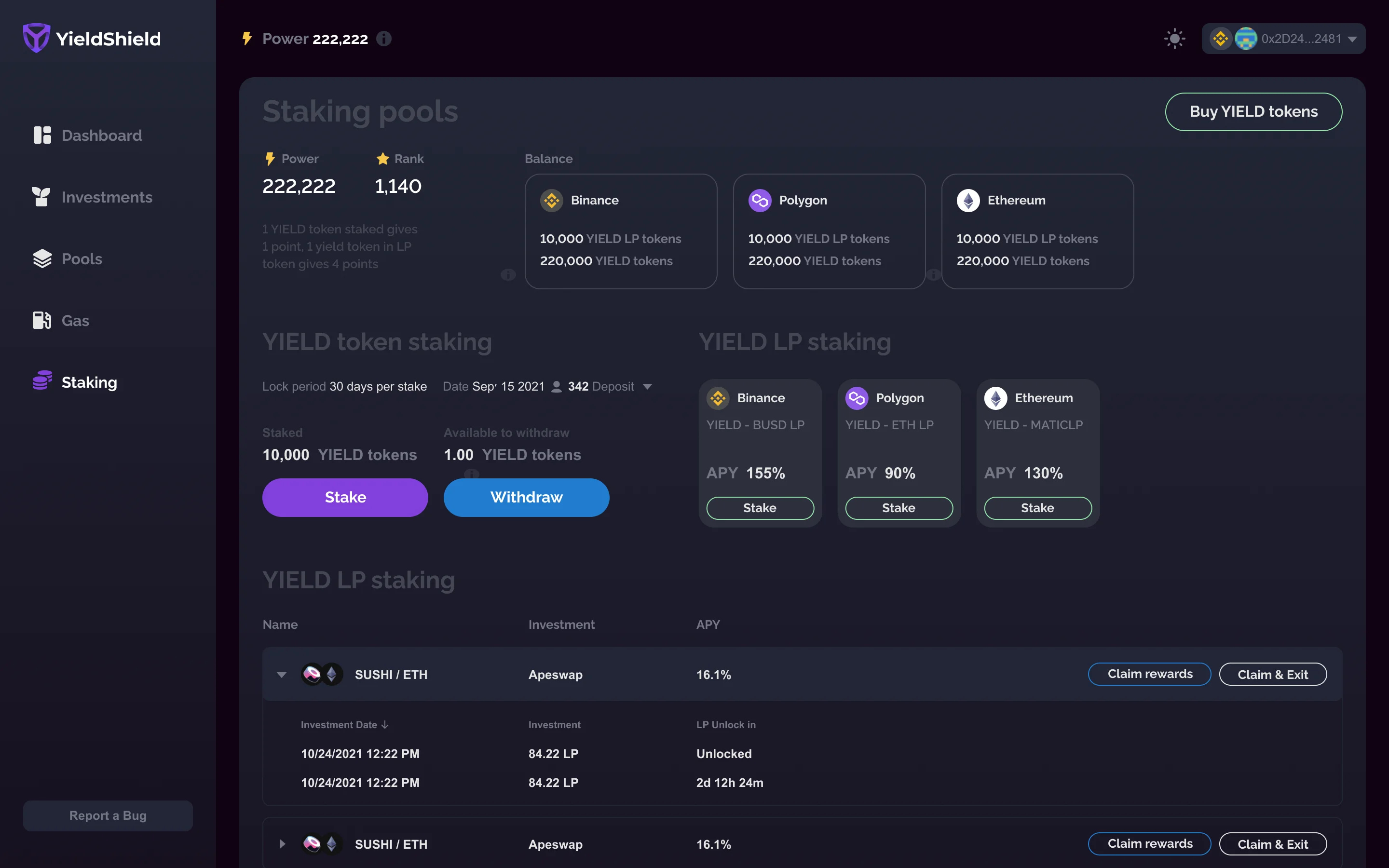 YieldShield Staking